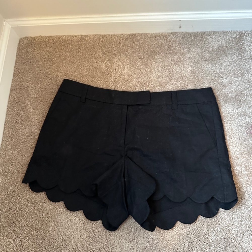 NWT J Crew Scalloped 4" Black Shorts Size 12